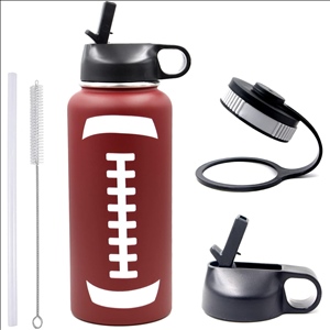 18 oz Basketball Water Bottle, Sports Flask Metal Travel Tumbler with 2 Lids, Stainless Steel